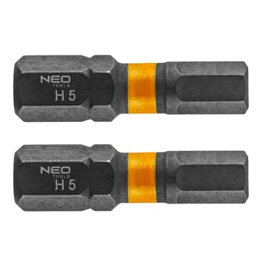 NEO TOOLS udarni bitovi HEX5 x 25 mm, 1/4", 2 kom.